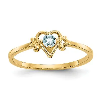 14K Gold Aquamarine Heart Ring • $135.99