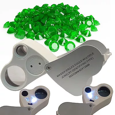 60X 30X Magnifier Loop Magnifying Glass Jeweler Eye Loupe Lens LED Light 2in1 • $7.95