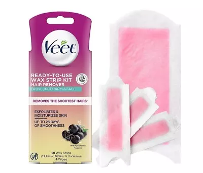 VEET Wax Strips Hair Removal Kit For Face Underarms Bikini Dermatologically USA • $8