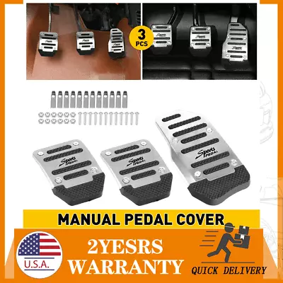 Silver Non-Slip Manual Gas Brake Foot Pedal Pad Cover Car Accessories Parts 3Pcs • $10.99