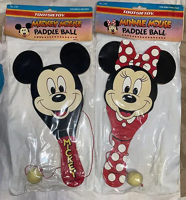 Vtg Tootsie Toy Mickey & Minnie Mouse Paddle Ball Game New Sealed Disney Company • £43.43