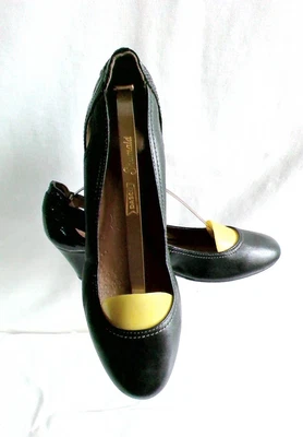 £3.99 • Buy M&S Footglove Leather Patent Contrast Wedge Heel Slip On Shoes UK 6 Black