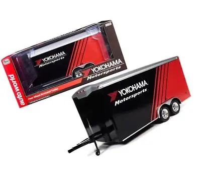 Four Wheel Enclosed Car Trailer Yokohama Motorsports Black And Red For 1/18 Cars • $81.52