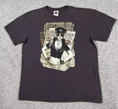 Harley Davidson Shirt Mens Extra Large Black Motorcycle Biker Wanted Poster XL • $19.95