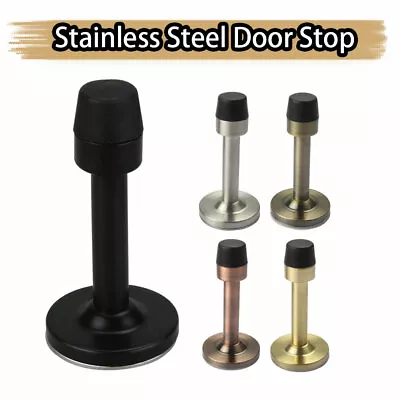 Round Metal Door Stopper Stop Rubber Floor Protector Heavy Weight Duty • £6.49