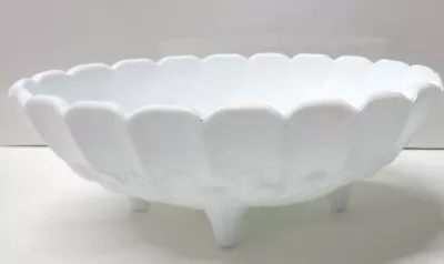 Indiana Milk Glass Fruit Bowl Glass Oval 4 Footed Grape Leaf 12x4.5 Heavy • $23