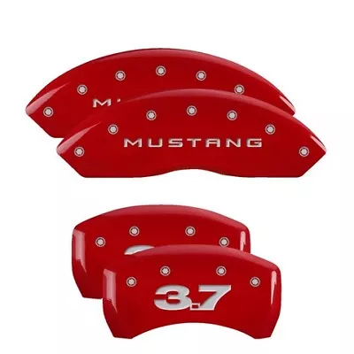 MGP Caliper Covers Set Of 4 Red Finish Silver Mustang / 3.7 • $289