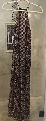 Veronica M. Asymmetric Long Sleeveless Maxi Dress Multi Color Print XS High Slit • $34.75