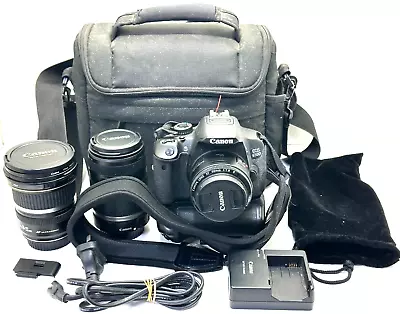 Canon EOS 650D 18MP Digital SLR Camera + 3X Lenses + Charger + Battery Grip+ Bag • $192.50