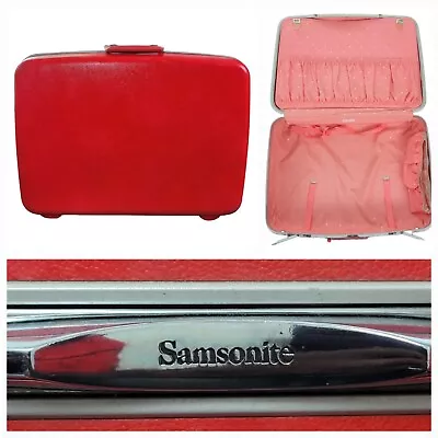 Vintage Samsonite Hard Shell Luggage Suitcase Carry On Bag Hot Pink 24x16 • $99