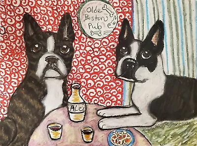 Boston Terrier Collectible Pub Dog Vintage Style Art Print 4x6 By Artist KSams • $14