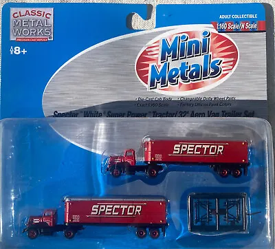 N Scale Mini Metals Spector White Super Power Tractor 32’ Aero Van Trailer Set • $19.99