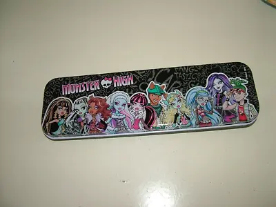 £2.99 • Buy Monster High Tin Pencil Case 8 X 2 1/2 Inch, Patterned Top Used But In A Gc