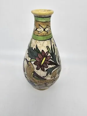 Vintage Persian Pottery Glazed Iznik Qajar Vase With Long Neck 7   • $60