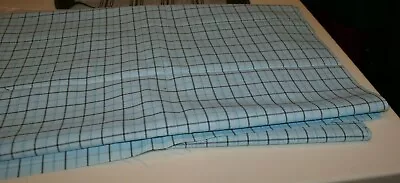 Vintage Cotton Shirt Shirting Fabric TURQUOISE/BLACK Plaid 44  X 2 YDS.35  • $18