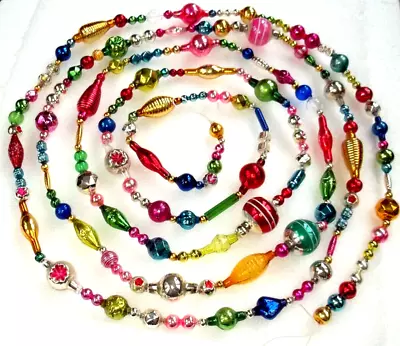 Beautiful ALL Vintage & Antique 10' Colorful & Unique MERCURY GLASS BEAD GARLAND • $135