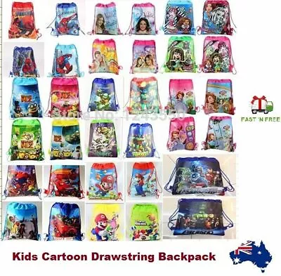 Cartoon Drawstring Backpack School Library Bag Girls Boys Children Kids Bags • $9.97