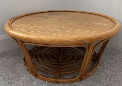 £44.95 • Buy Vintage 1970's Retro Mid-Century Bamboo Coffee Table 26” Spiral Base