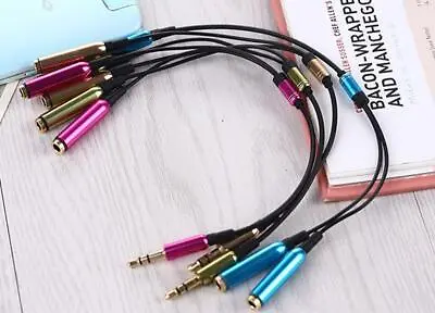 3.5mm Headphone Splitter Earphone Jack Stereo Audio Aux Adapter Y Cable Lead • £2.99