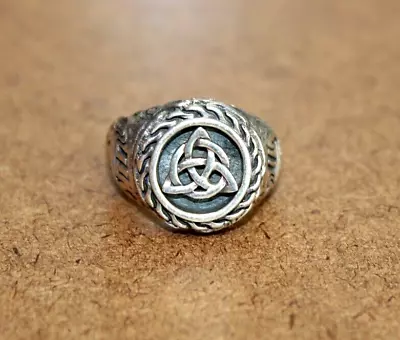 HTF Clock & Colours Sterling Silver Viking/Celtic Knot Signet Ring Sz 9 [053WEI] • $174.99