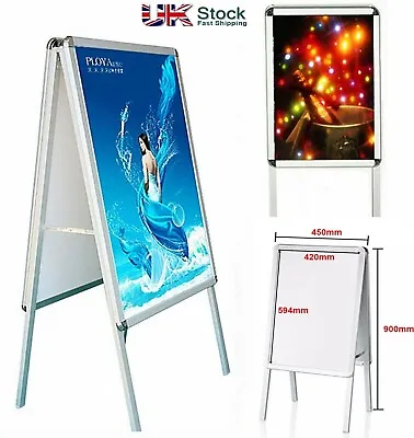 A2 Aluminium Pavement Poster Sign A-board Snap Frame Shop Display Stand • £35.29