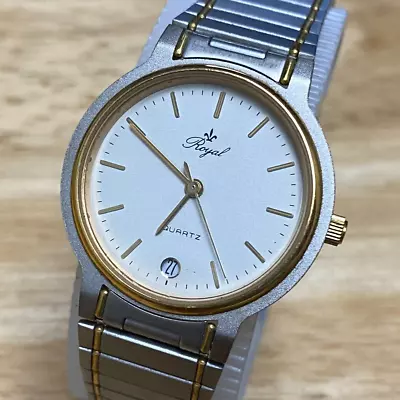 Vintage Royal Quartz Watch Unisex 30m Dual Tone White Date Analog New Battery • $22.49