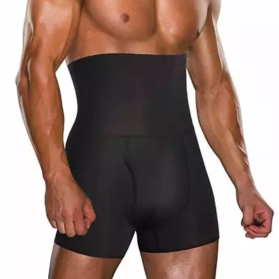 Men Compression Hi-Waist Boxer Shorts Tummy Sauna Body Shaper Girdle Pants • £9.99