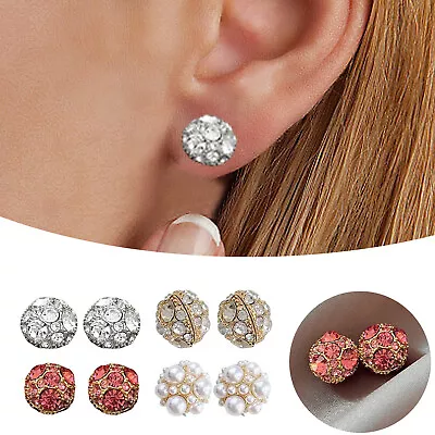 A Pair Of Earrings For Women Lady With Magnetic Glaring Diamond Pearl Shape • $0.99
