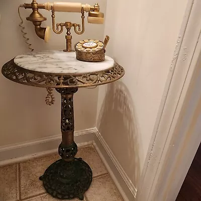 Rotary Telephone Table Brass With Marble Top • $500