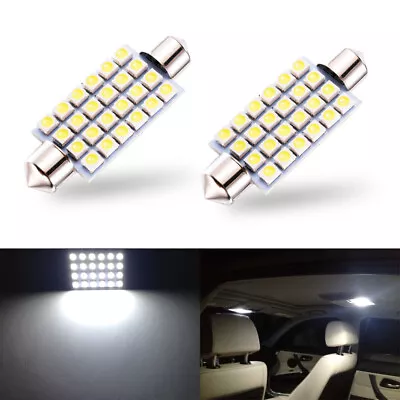 2 X White LED Interior Map Dome Trunk Lights 42mm 578 211-2 212-2 Festoon Bulbs  • $8.98