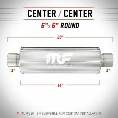 Magnaflow Muffler 14619 Stainless Round 3  In 3  Out 14  Body 20  Long • $168.90