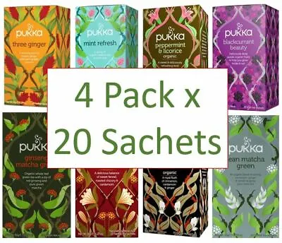 £11.49 • Buy Pukka Herbal Organic Teas Tea Sachets (4 Pack X 20 Sachets) - 13+ Flavours Avail
