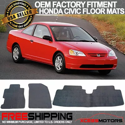 Fits 01-05 Honda Civic Gray Nylon Car Floor Mats Carpets Front Rear 3PCS Set • $53.99