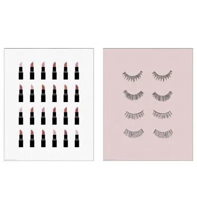Ikea Posters SET Of 2 NEW Lipstick & Eyelashes 16x20  Bild 505.277.35 White Pink • $34