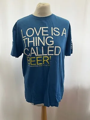 Xplicit T Shirt Size M Blue Short Sleeve “Love Is Beer” Slogan Cotton Crew Neck  • £8.79