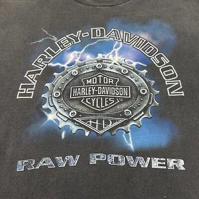 Vtg 90s Harley Davidson RAW POWER T Shirt Men’s Size XL Made In USA Wisconsin • $34.99