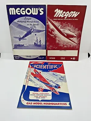 Lot Of 3 Vintage 1940's Hobby Catalogs Megow & Scientific Model  Airplane Ships • $50