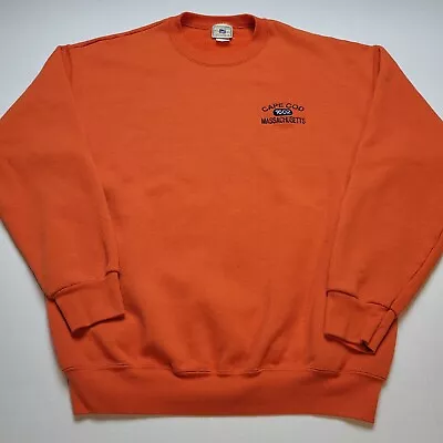 Vtg Cape Cod Massachusetts Sweatshirt Mens XL Orange Crewneck USA 90s F43 • $9