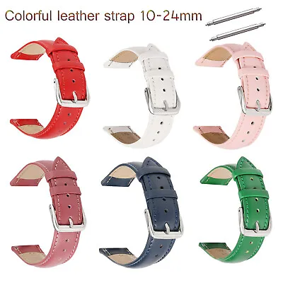Cowhide Genuine Leather Band 10-24mm 22mm Sports Smart Watch Bracelet Band Belt • $7.57