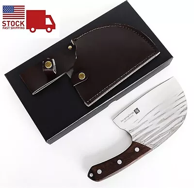 Meat Cleaver Butcher Kitchen Knife Serbian Chef Knife W/ Sheath Chopping Cutter • $18.55