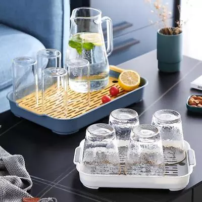 2-Tiers Drain Tray Dish Drainer Drying Rack For Cup Bowl Water Drip Tray Holder • $18.14