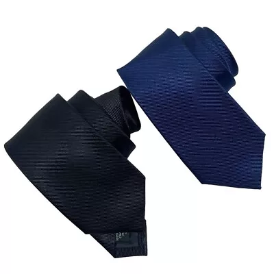 J. Crew Factory The Silk Tie Skinny Necktie Black And Blue Lot Of 2 • $55