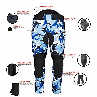 NEW Motorbike Motorcycle Waterproof Cordura Textile Trousers Pants CE Armours  • £32.04