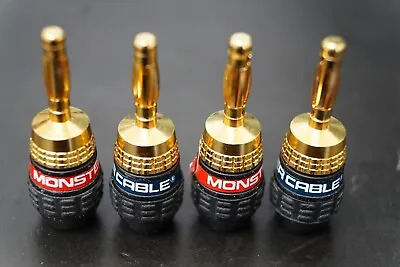 Monster Cable Speaker AMP Quick Lock Gold Plated Banana Plugs = 2 Blue Red Pairs • $24.98