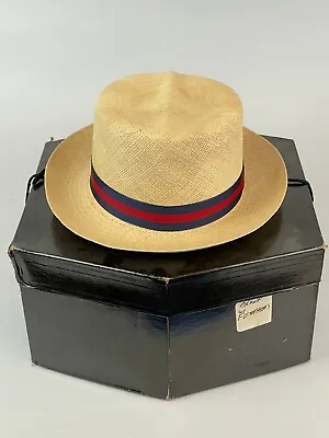 Vintage Churchill Genuine Ecuadorian Panama Hat Size S/M - 21  C  * Straw Boater • $85
