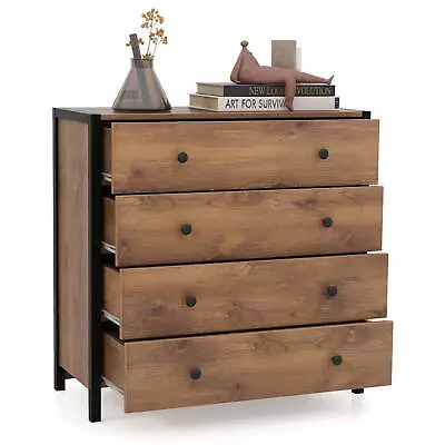 4-Drawer Dresser Modern Chest Of Drawers Wooden Storage Dresser Oak • $119.99