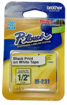 Brother M-231 P-Touch Electronic Labeling System Black Print On White Tape 1/2  • $8.99