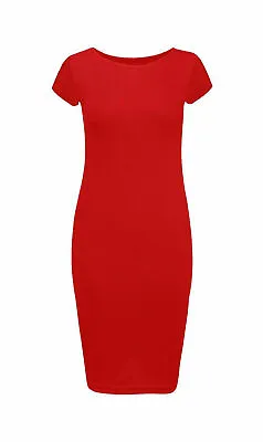 Ladies Womans Cap Sleeve Midi Dress Bodycon Summer Maxi Midi Dress Plus Size • £5.49