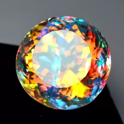 AAA 80 Ct+ Natural Mystic Topaz Rainbow Color ROUND Cut Certified Gemstone • $15.96