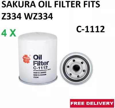4 X Sakura  Oil Filter  Fits  Z334  Wz334  C-1112 • $65